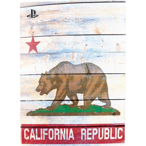 California Flag Light Wood PS5 Digital Edition Console Skin